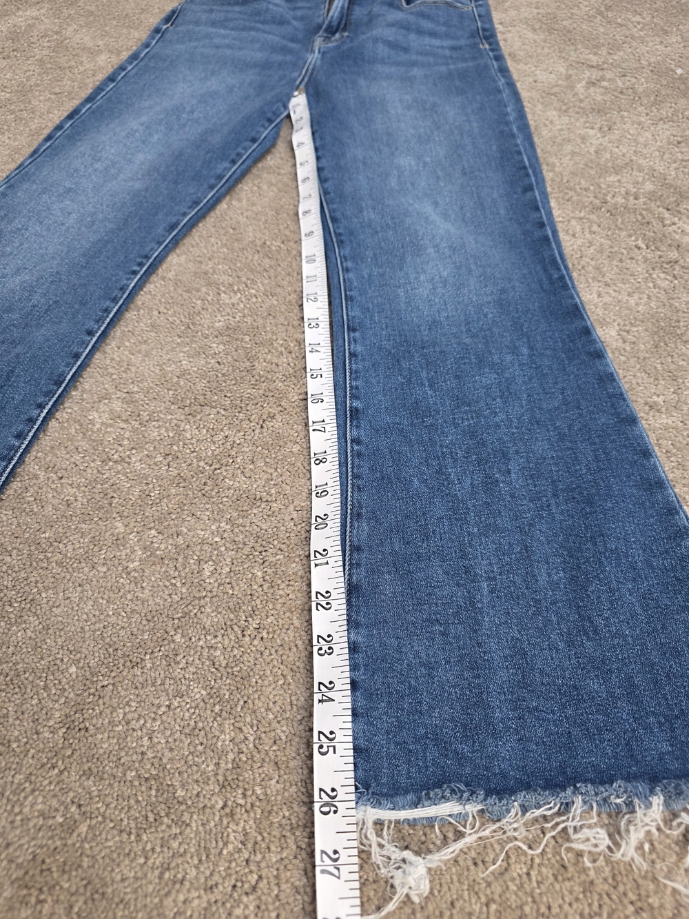 HIDDEN LOS ANGELES High Rise Raw Hem Flare Jeans Sz 28w/26L Dark Wash Ankle Crop - Picture 11 of 14